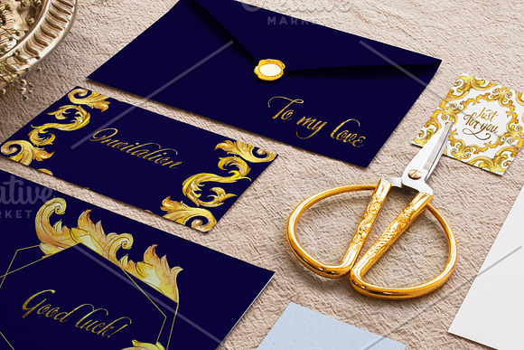 Luxury gold monograms Watercolor png in Illustrations - product preview 1