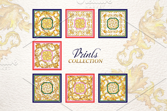 Luxury gold monograms Watercolor png in Illustrations - product preview 2