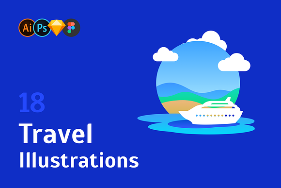 Travel Illustration Set in Illustrations - product preview 5