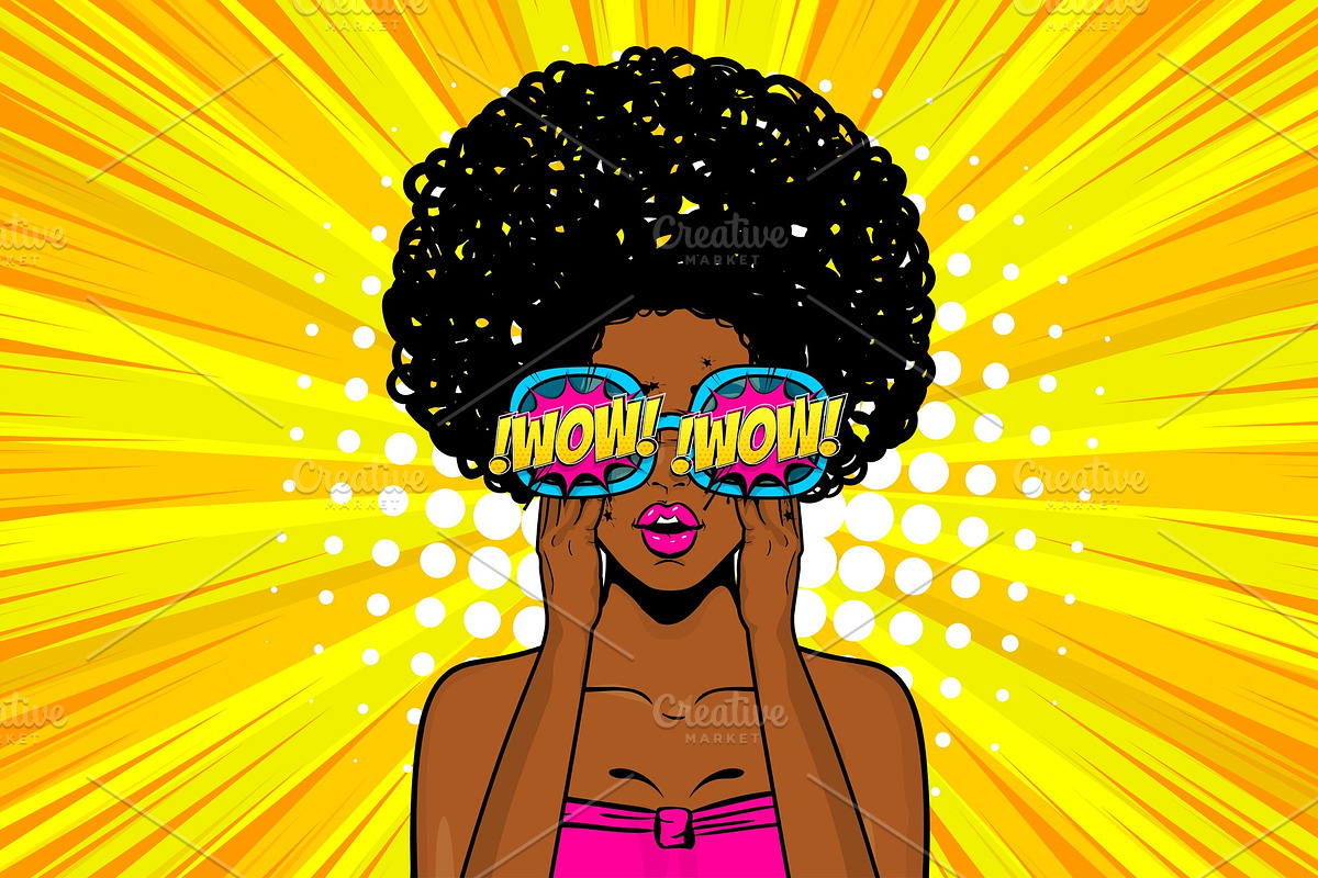 wow face woman pop art sale in Illustrations - product preview 8