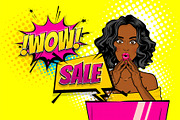 wow face woman pop art sale