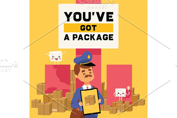 Postman vector mailman delivers