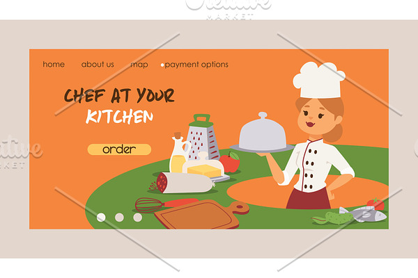 Chef vector cook character woman or