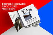 Trifold Square Brochure Mockups