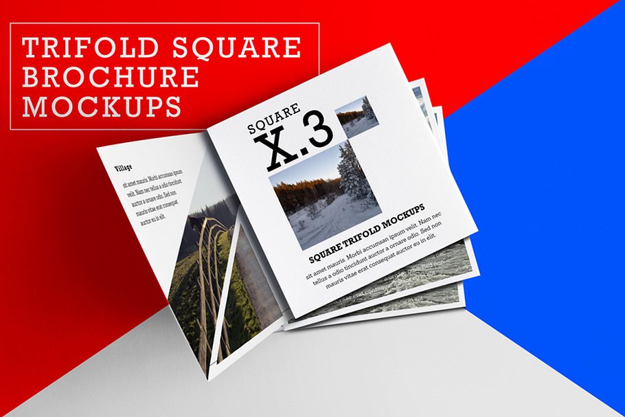 Trifold Square Brochure Mockups in Print Mockups - product preview 8