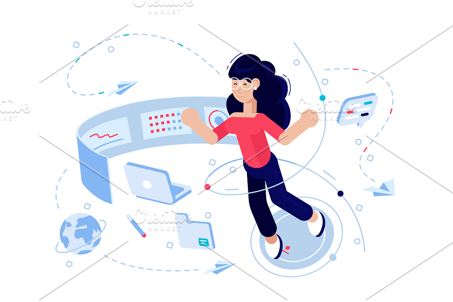 Woman programmer at work process in Illustrations - product preview 8