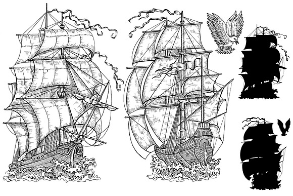 Antique ships collection in Illustrations - product preview 1
