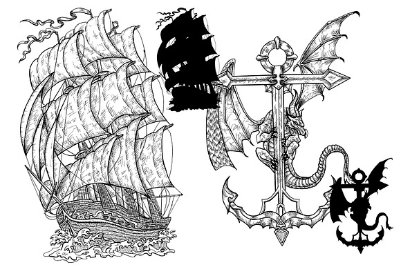 Antique ships collection in Illustrations - product preview 4