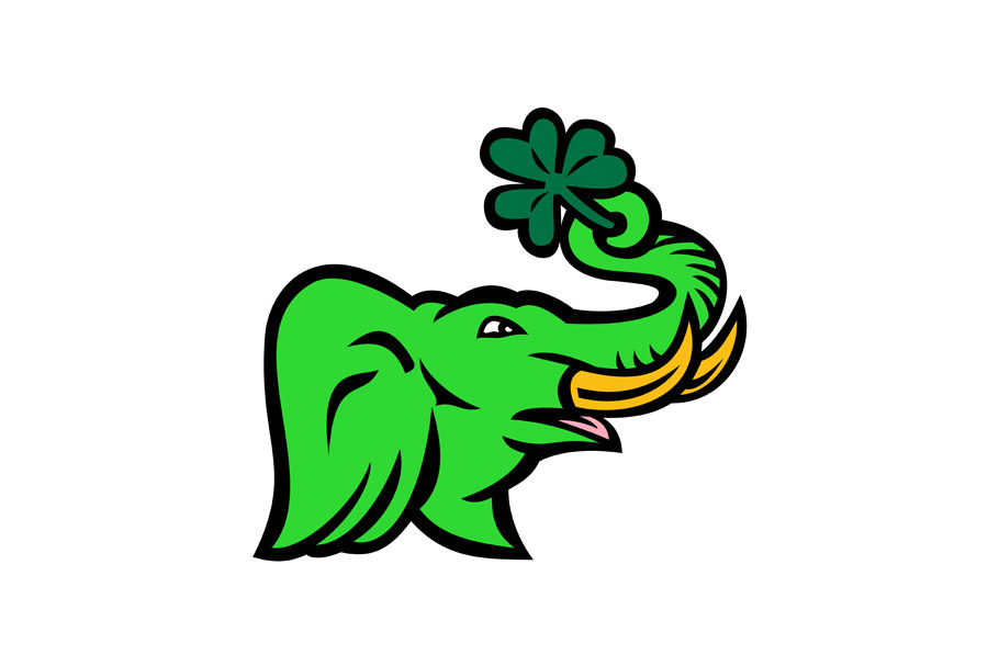 Green Elephant Shamrock Icon