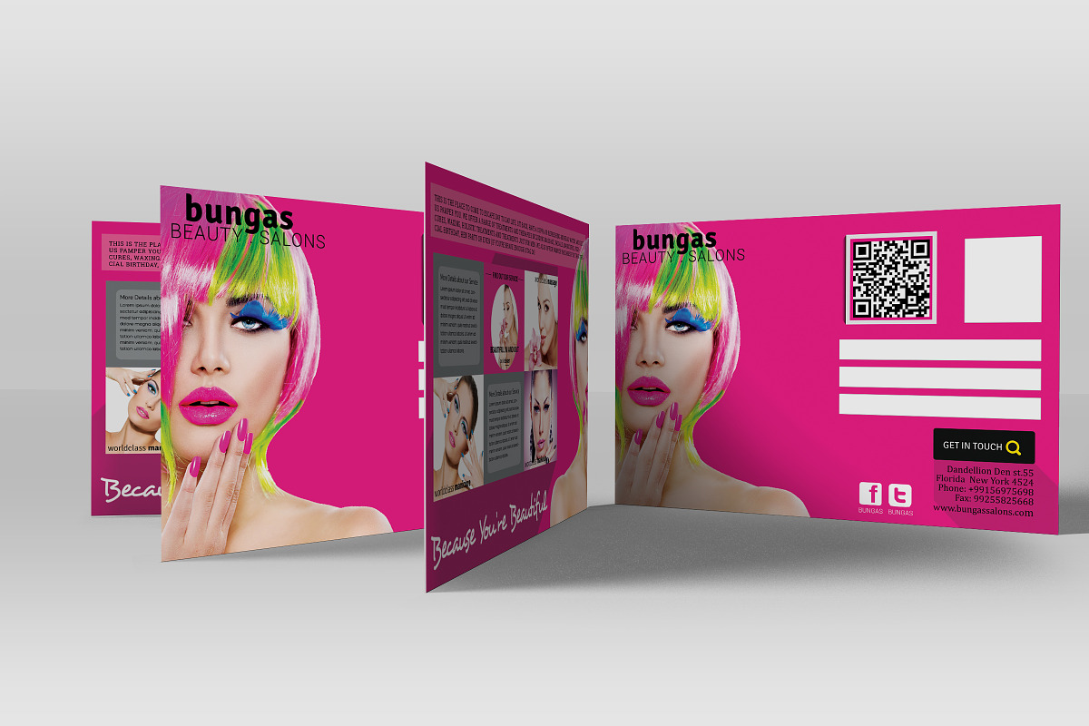 Flat Style Beauty Salons PostCard in Postcard Templates - product preview 8