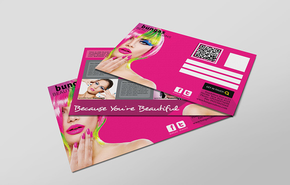 Flat Style Beauty Salons PostCard in Postcard Templates - product preview 3