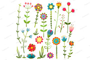 Colorful Cartoon Wild Flowers