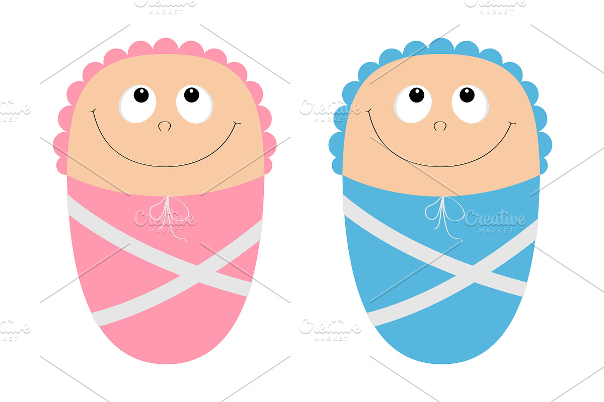 Boy and girl.  Baby shower card. in Illustrations - product preview 8