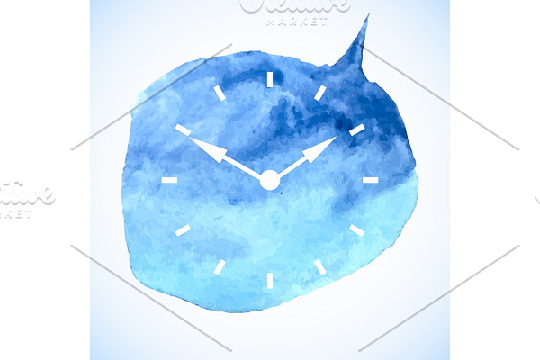 The watch dial on watercolor spot