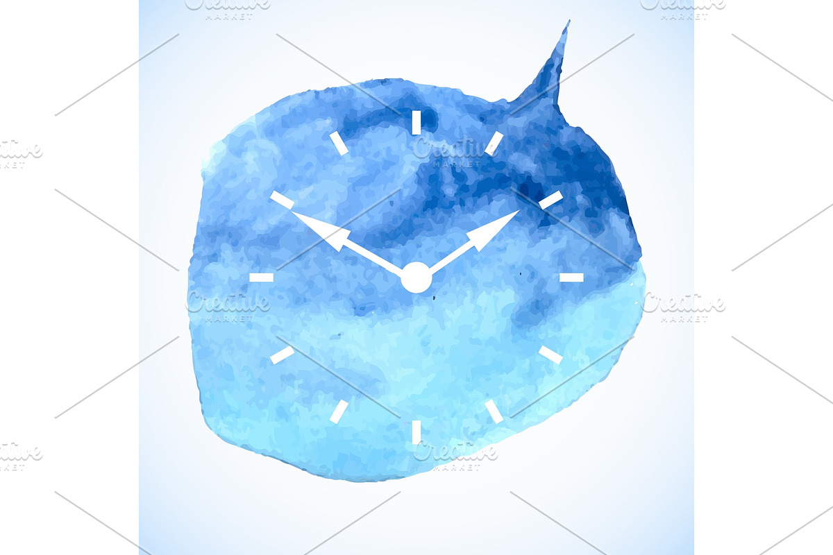 The watch dial on watercolor spot in Objects - product preview 8