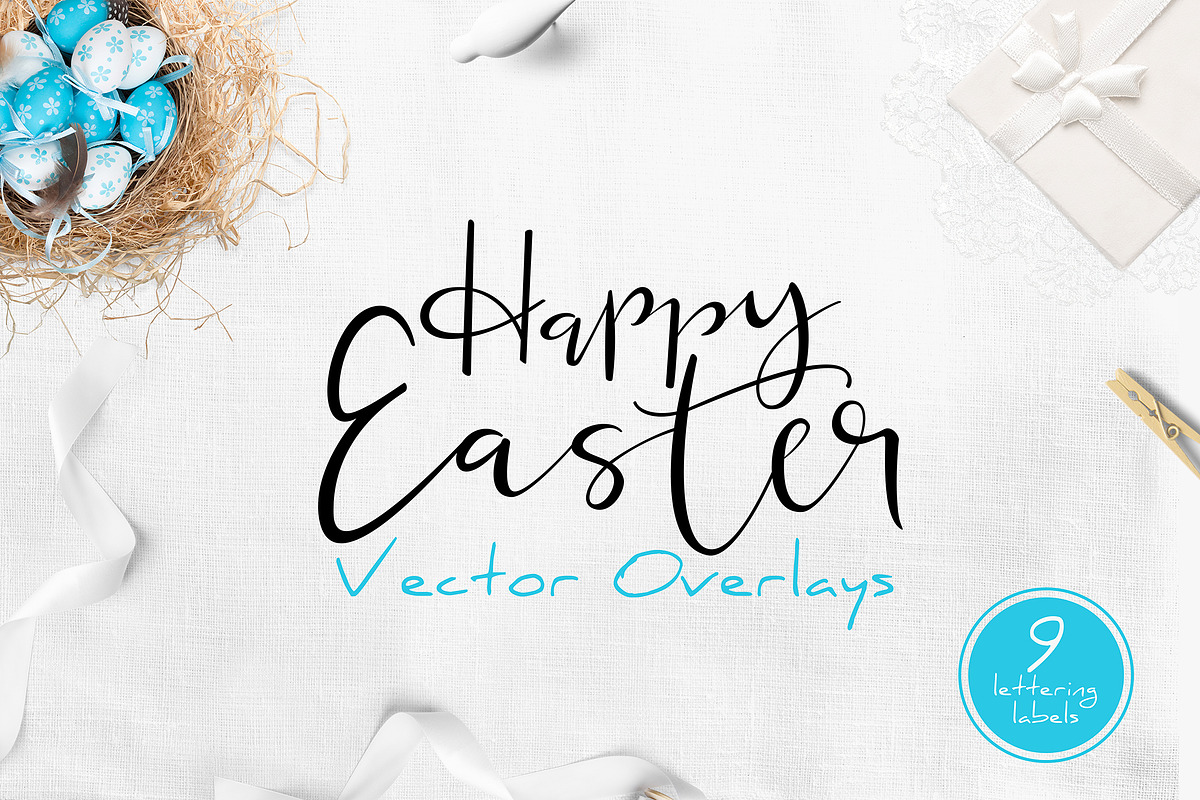 Happy Easter Lettering Overlays in Graphics - product preview 8
