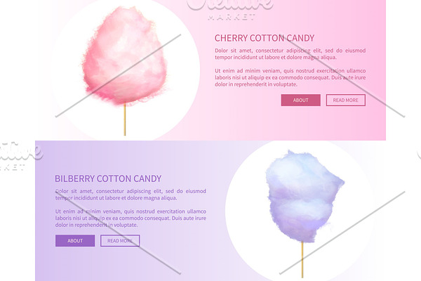 Cherry and Bilberry Cotton Candies