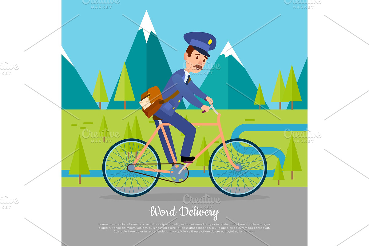 World Delivery Banner Postman in Illustrations - product preview 8