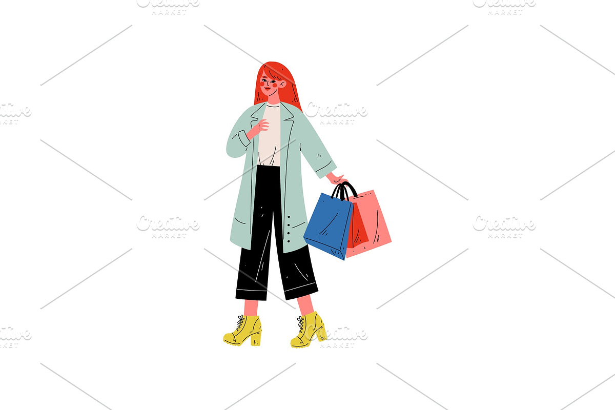 Young Fachion Woman Carrying in Illustrations - product preview 8