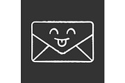 Smiling email character chalk icon