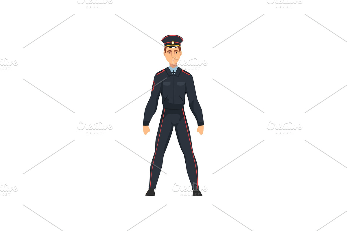 Russian Police Officer in Uniform in Illustrations - product preview 8