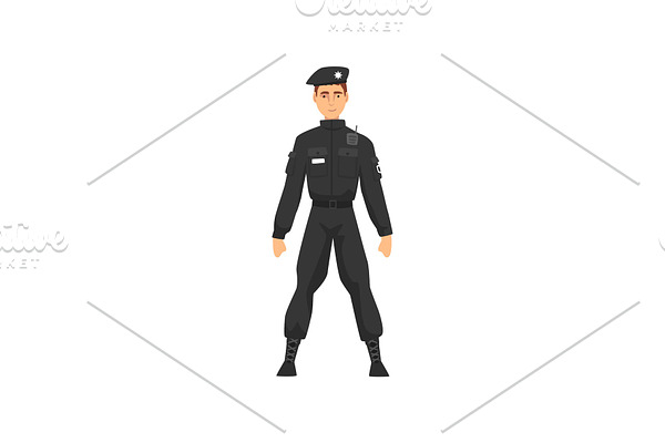 Police Officer in Black Uniform