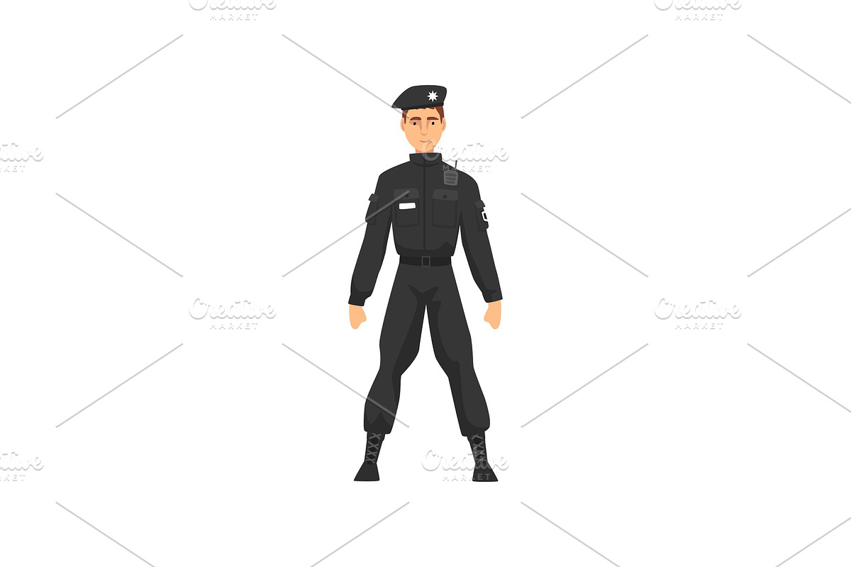 Police Officer in Black Uniform in Illustrations - product preview 8