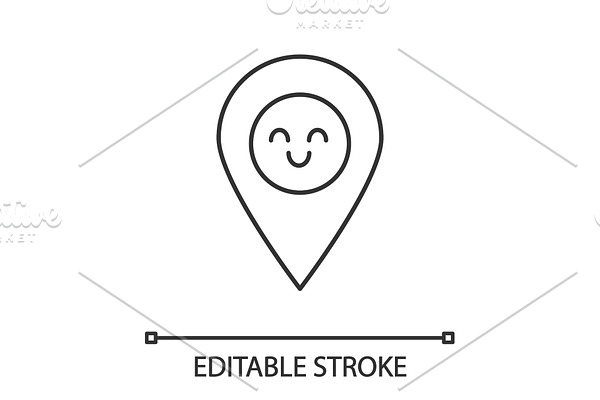 Smiling map pin character icon
