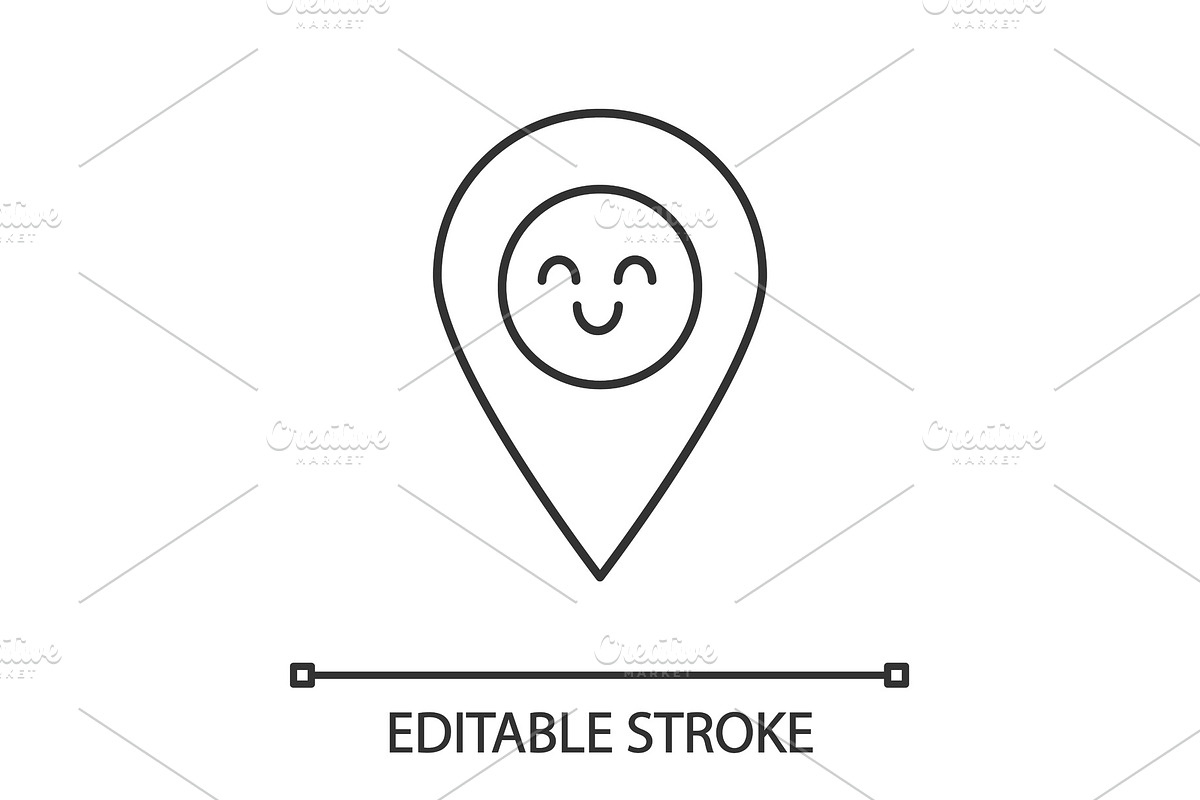 Smiling map pin character icon in Icons - product preview 8