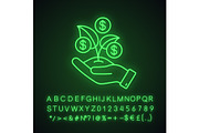 Seed money neon light icon