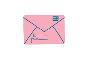 Pink Retro Mail Envelope with Stamp
