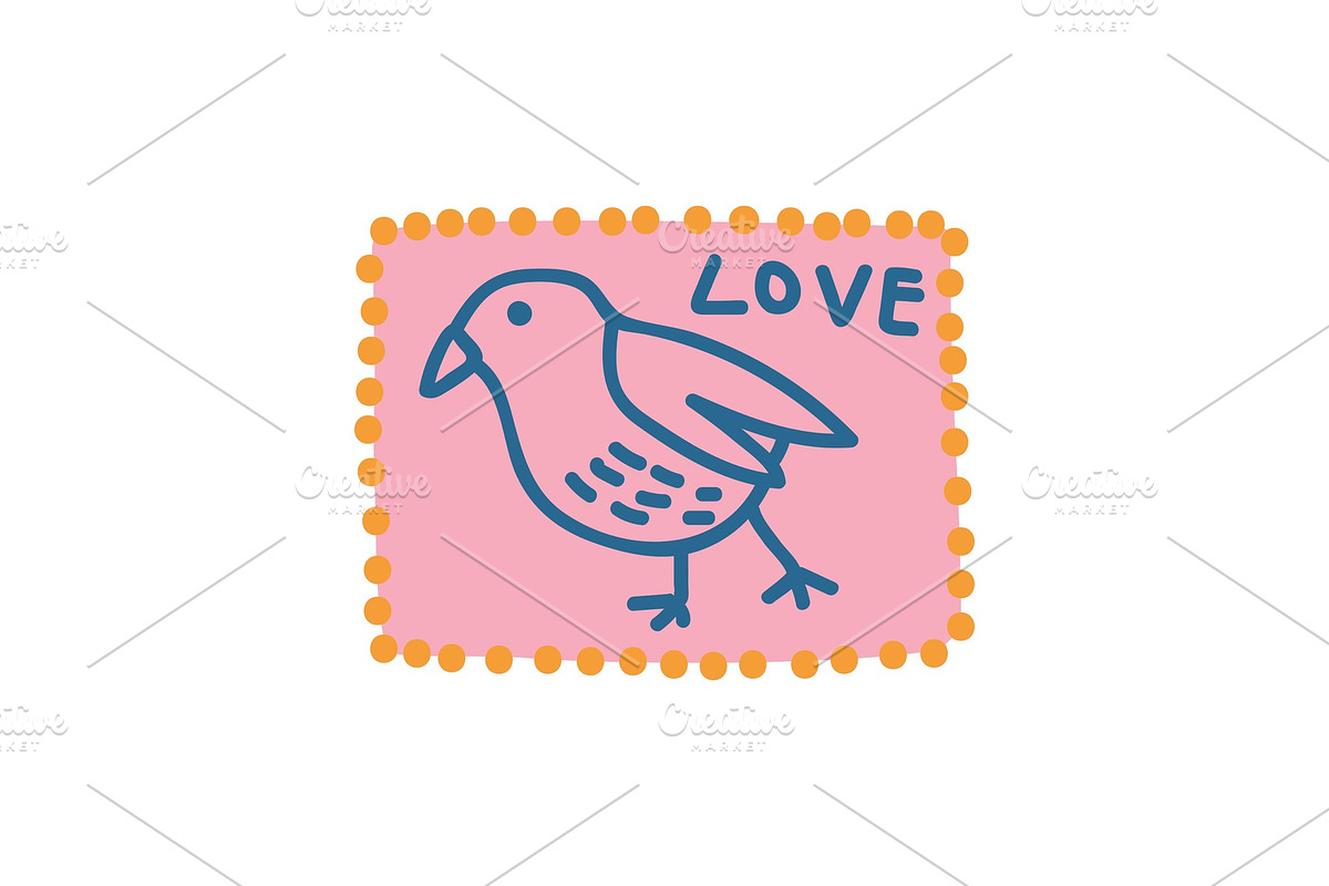 Pink Vintage Postcard with Bird and in Objects - product preview 8