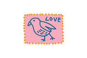 Pink Vintage Postcard with Bird and