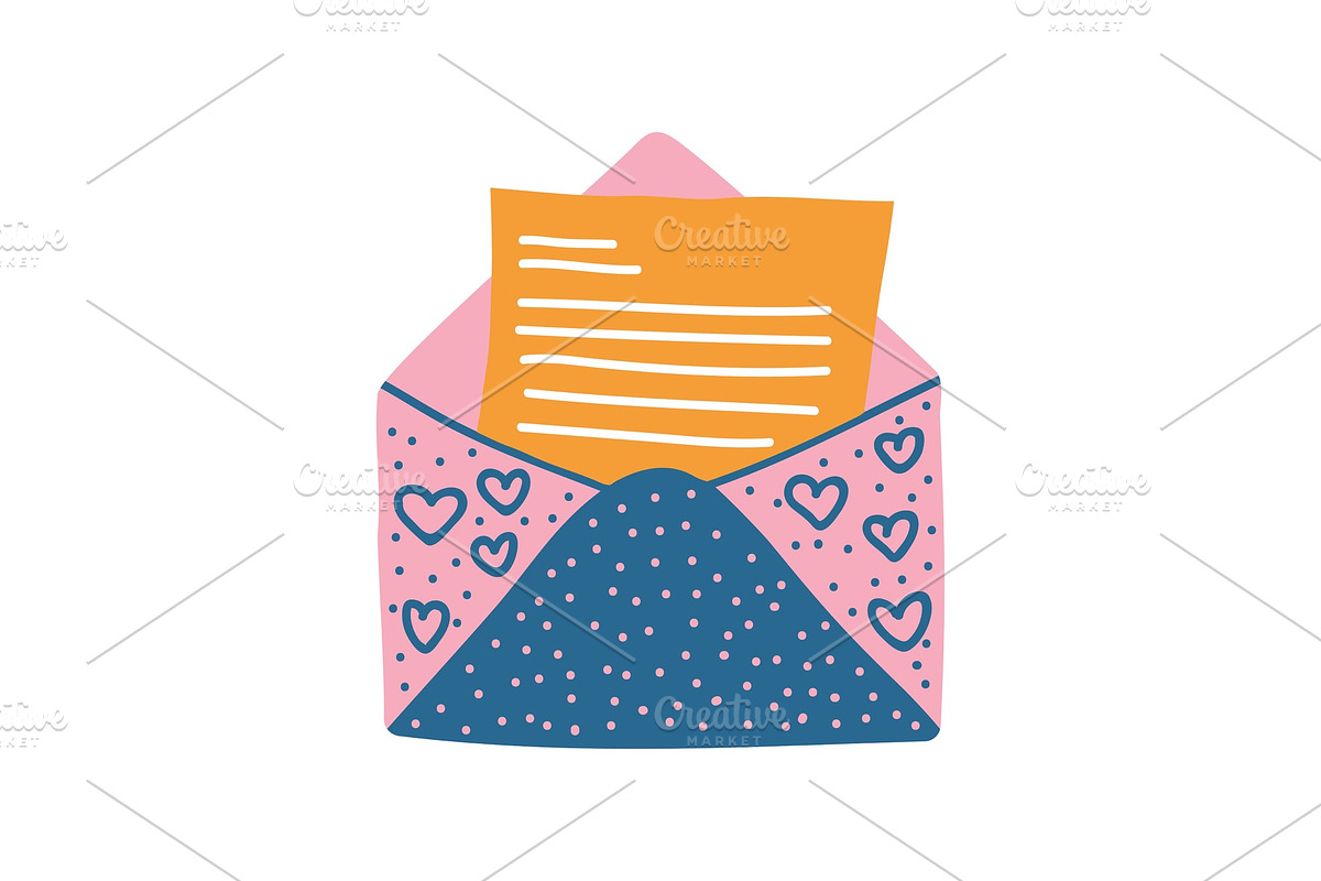 Retro Opened Mail Envelope with in Objects - product preview 8