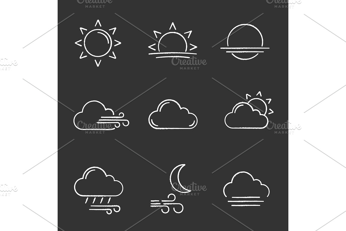 Weather forecast chalk icons set in Icons - product preview 8