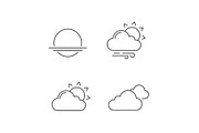 Weather forecast linear icons set