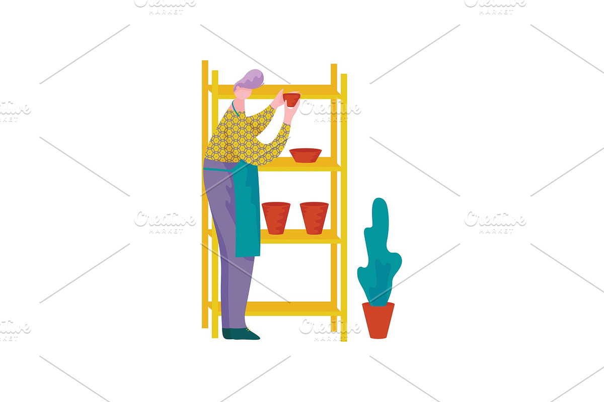 Male Ceramists Working at Pottery in Illustrations - product preview 8