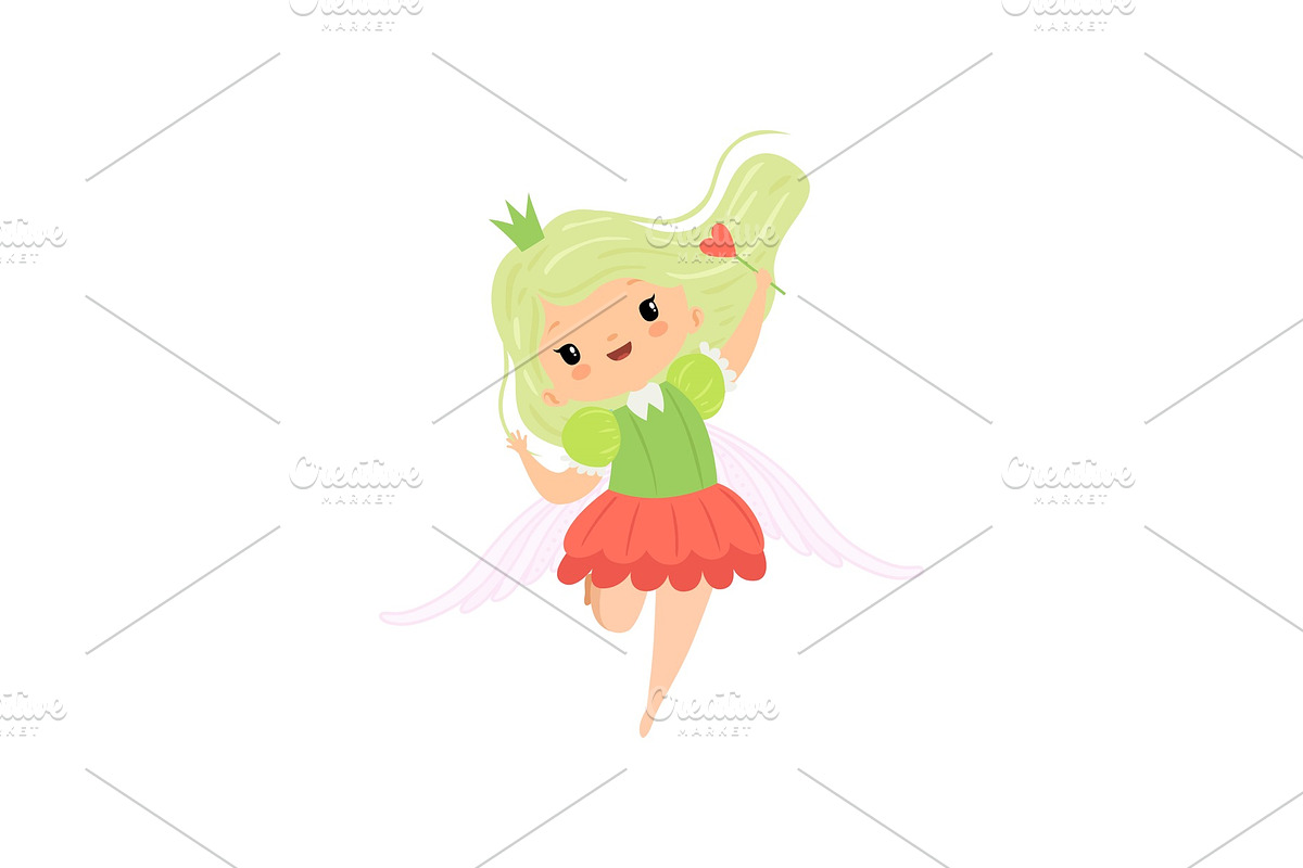Cute Little Winged Fairy with Light in Illustrations - product preview 8