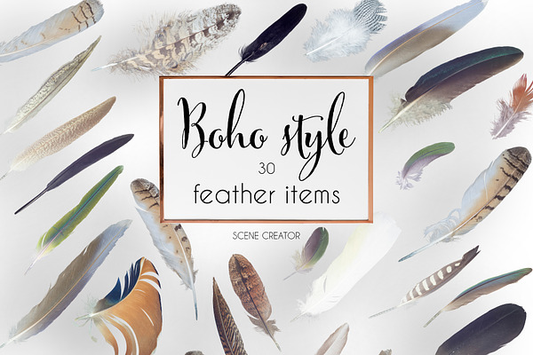 Boho style: feather items