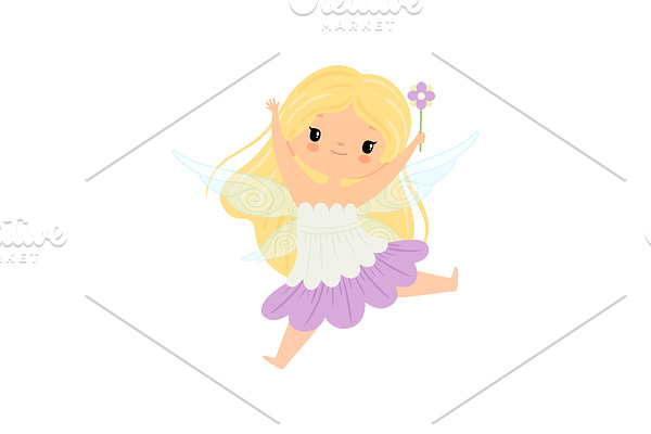 Cute Blonde Little Winged Fairy