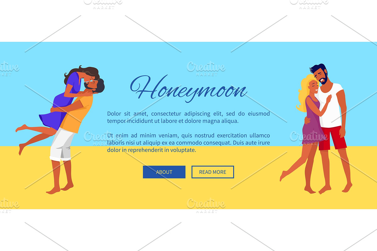 Honeymoon Web Banner with Lovely in Illustrations - product preview 8