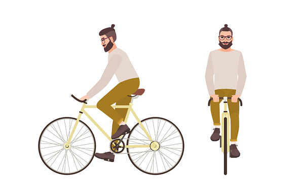 People riding bicycle set in Illustrations - product preview 2