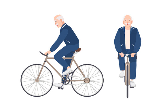 People riding bicycle set in Illustrations - product preview 3