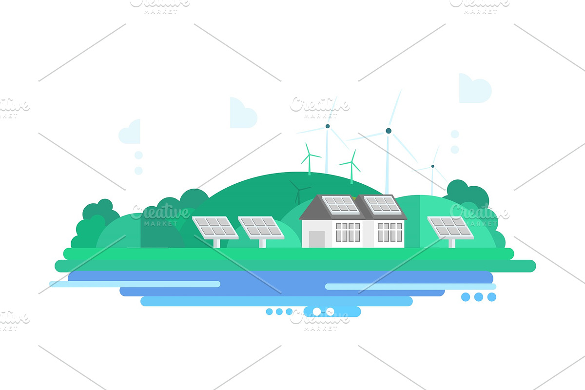 Eco Energy Landscape. Vector in Illustrations - product preview 8