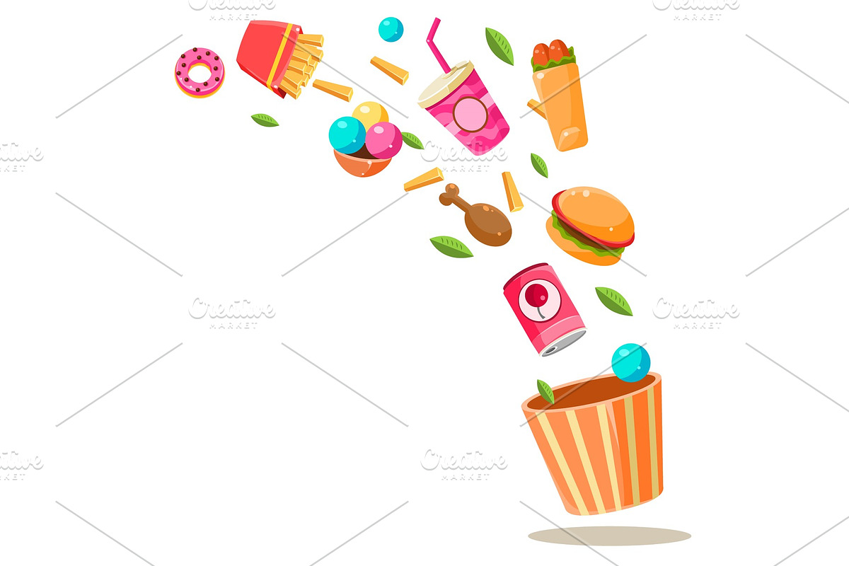 Flying Fast Food Vector in Illustrations - product preview 8