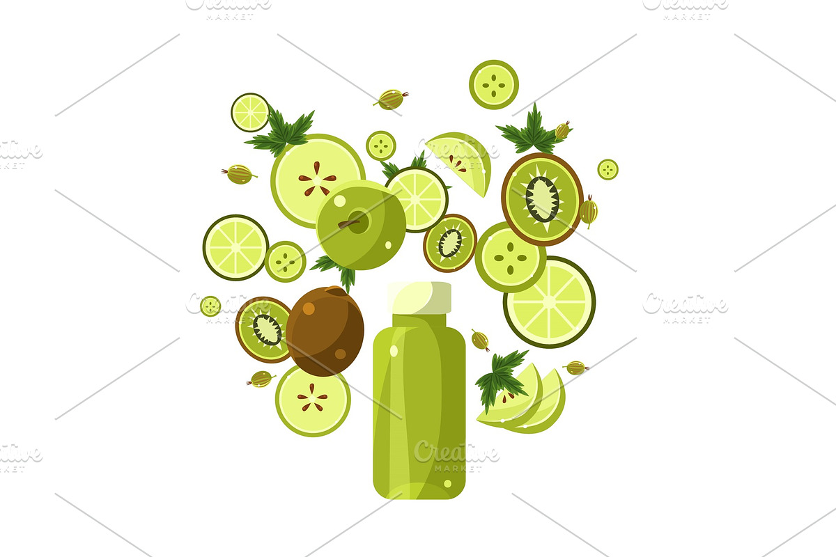 Green Smoothie Recipe. Illustration in Illustrations - product preview 8