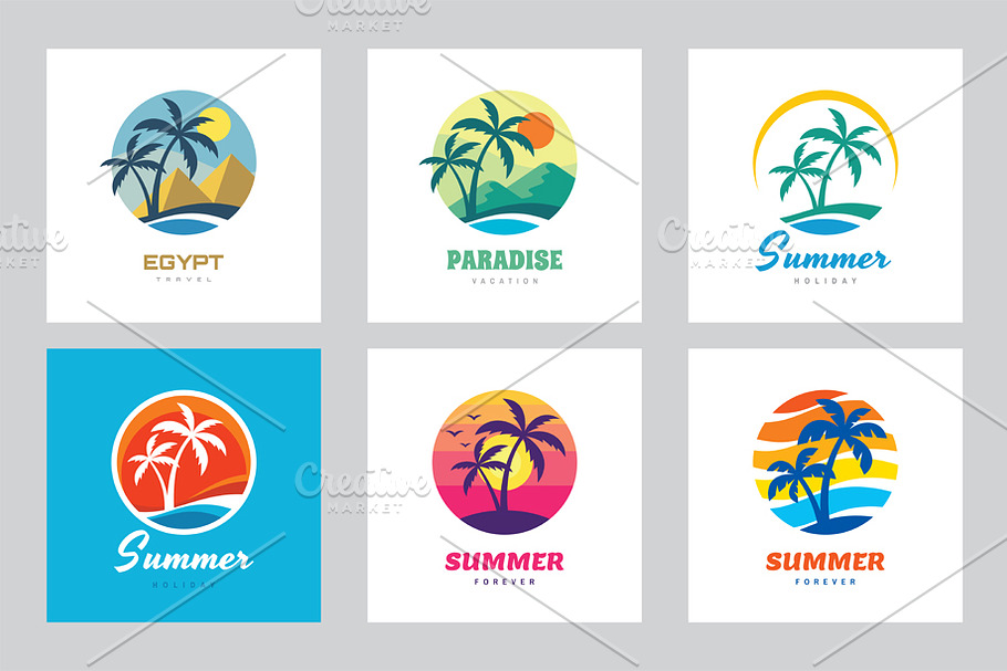 Summer Tropical Travel - Logo Set