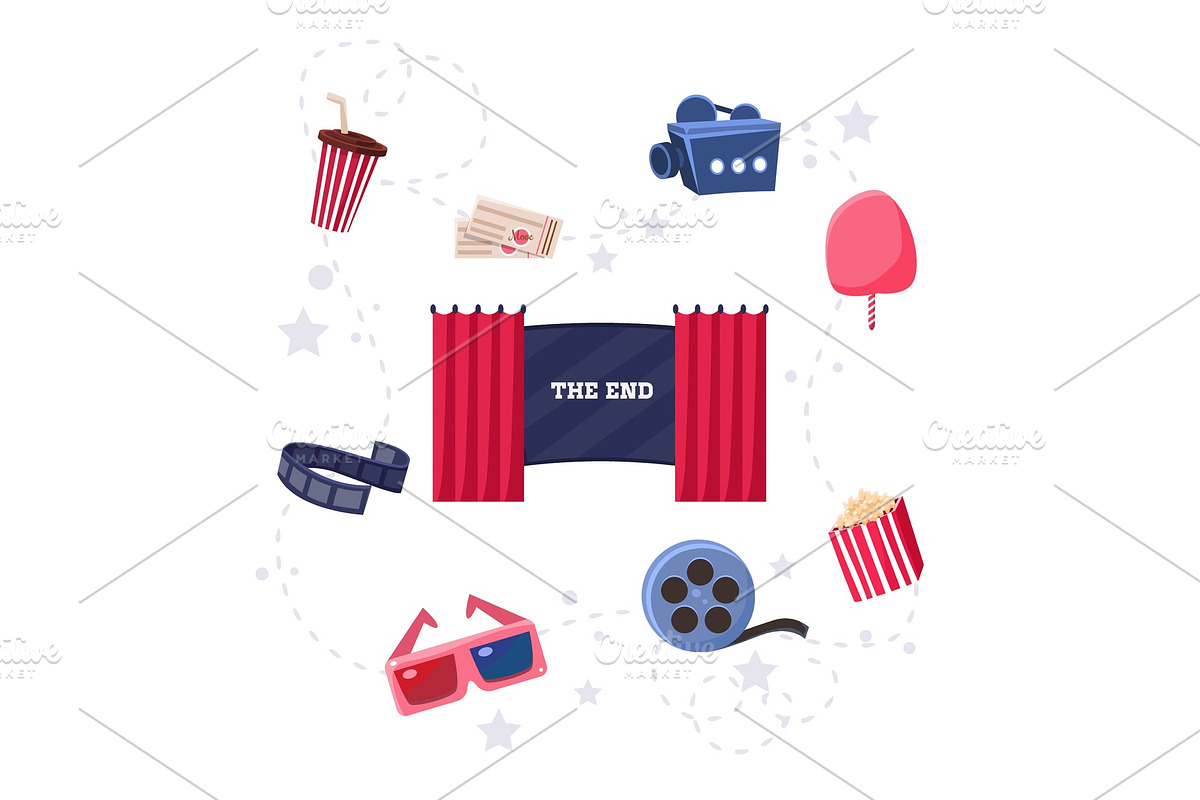 Cinema Flat Design Elements and in Objects - product preview 8