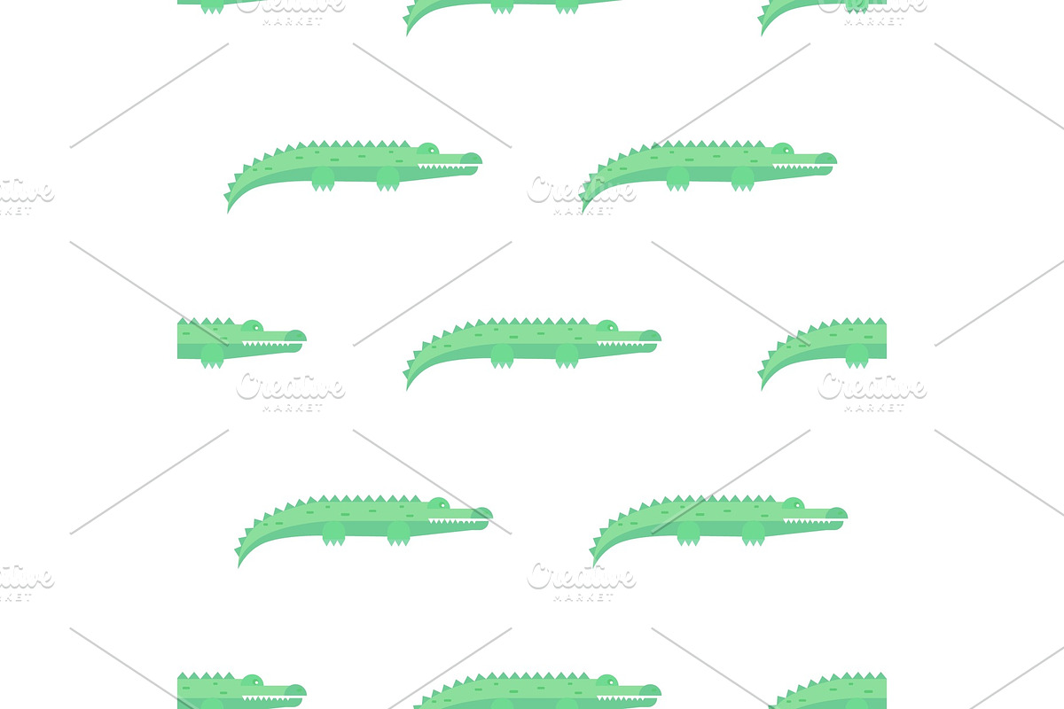 Funny Crocodiles Pattern. Vector in Illustrations - product preview 8