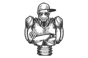 Cyborg robot rapper sketch engraving